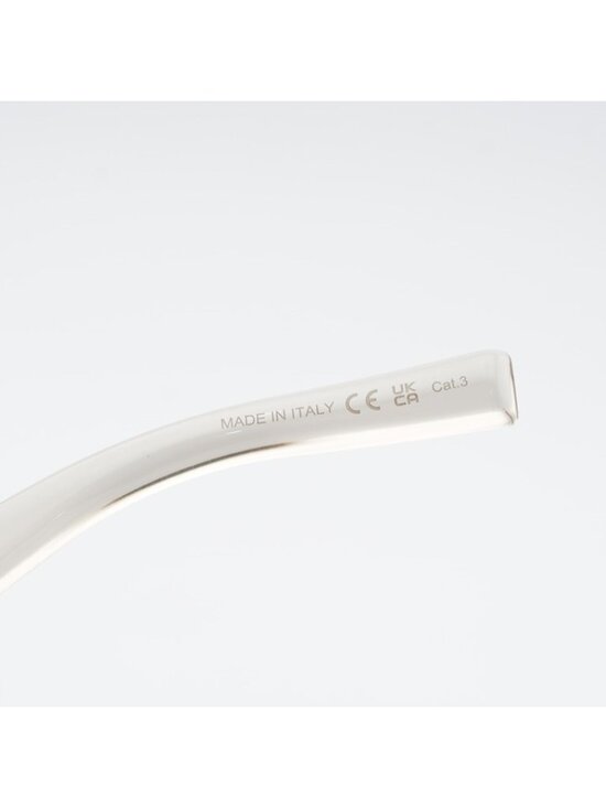 Saint Laurent SL553 005 Sunglasses Shiny Beige Rectangle Frame, Grey Lenses